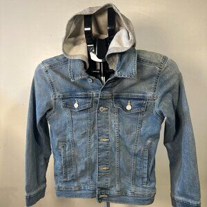 Old Navy Boys Hooded Denim Jacket LG 10-12 Blue Jean Trucker Casual Everyday